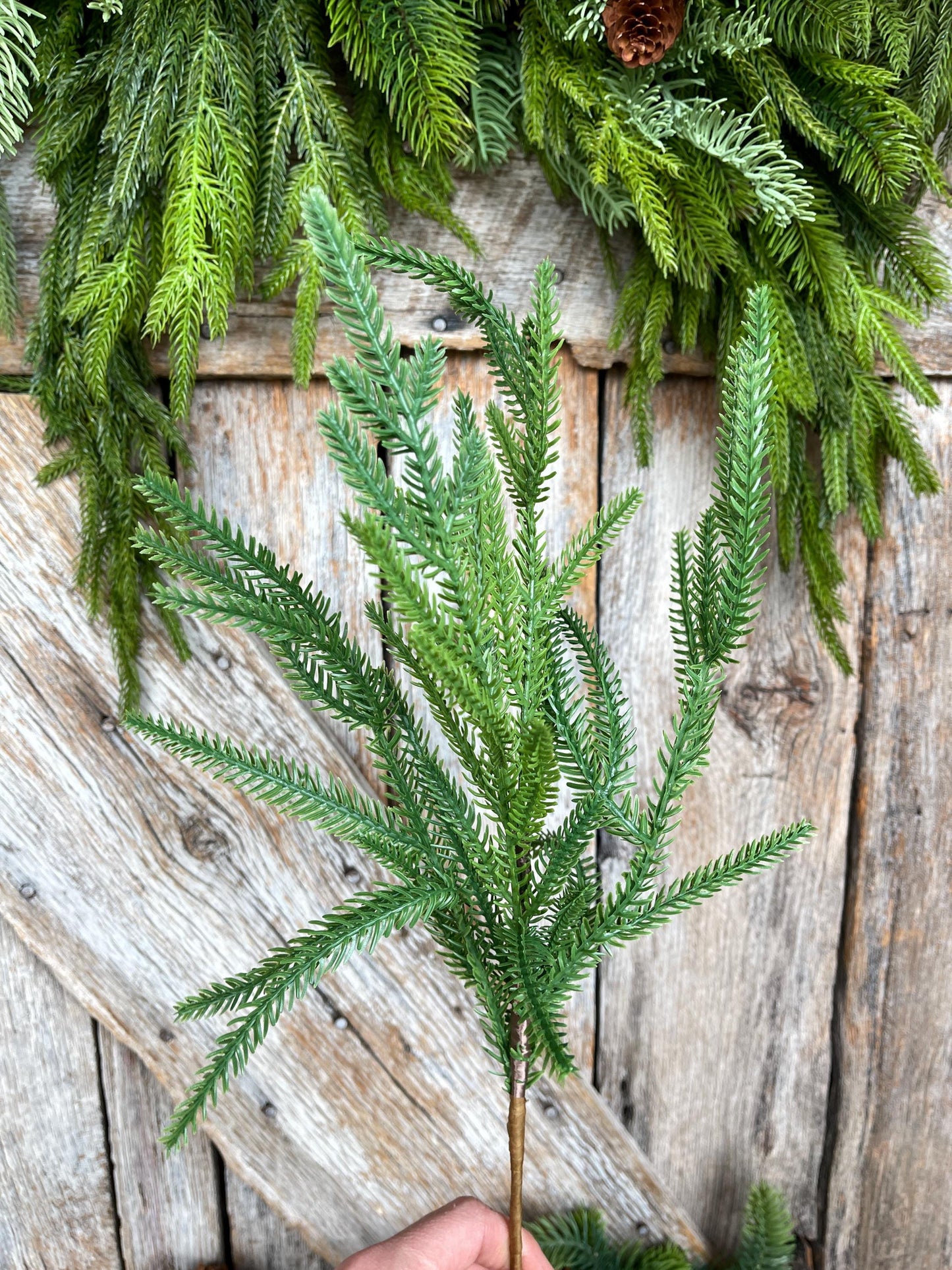 20" Norfolk Pine Spray, Real Touch Norfolk Pine, Artificial Pine Spray, Christmas Greenery