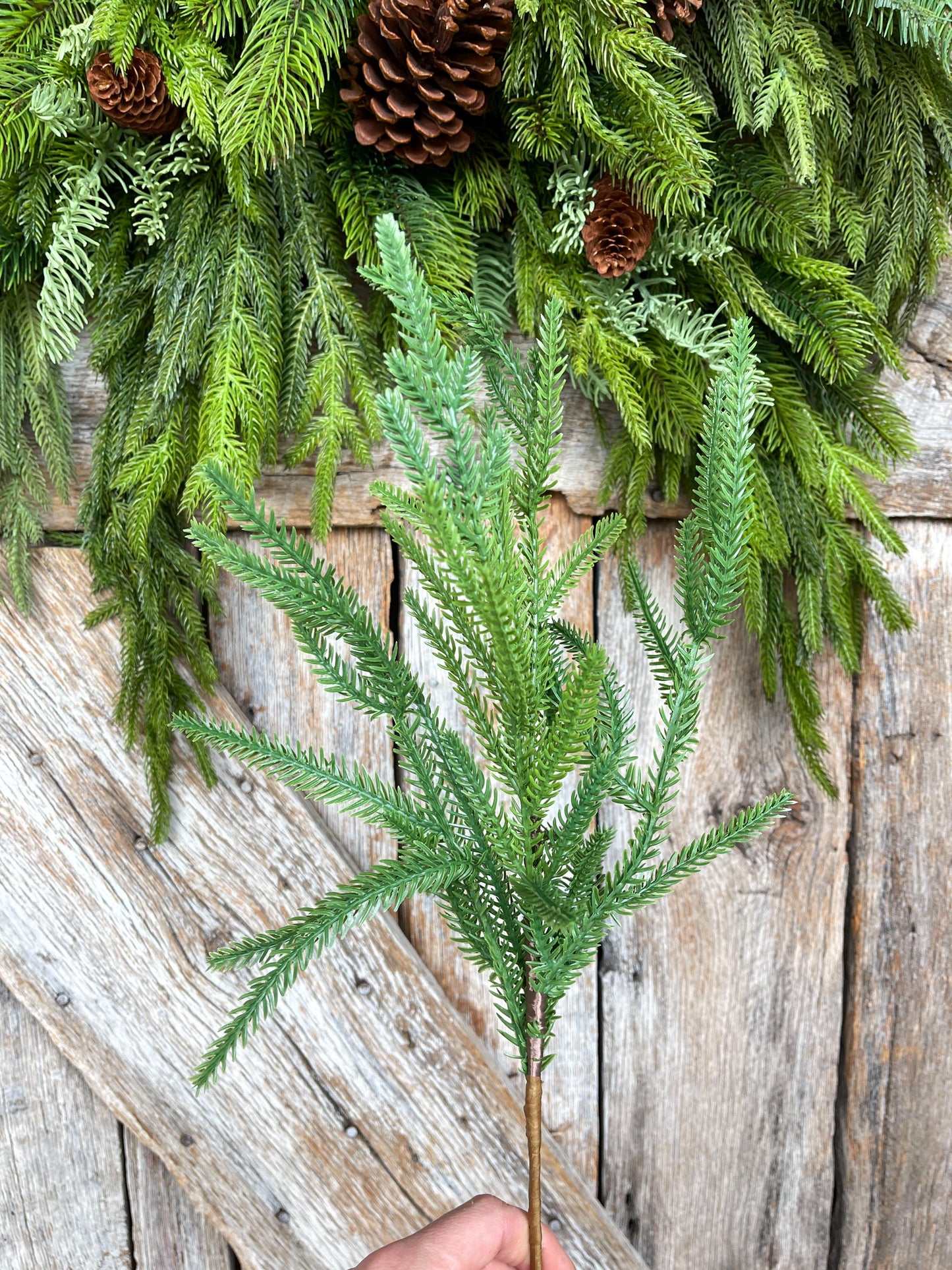 20" Norfolk Pine Spray, Real Touch Norfolk Pine, Artificial Pine Spray, Christmas Greenery