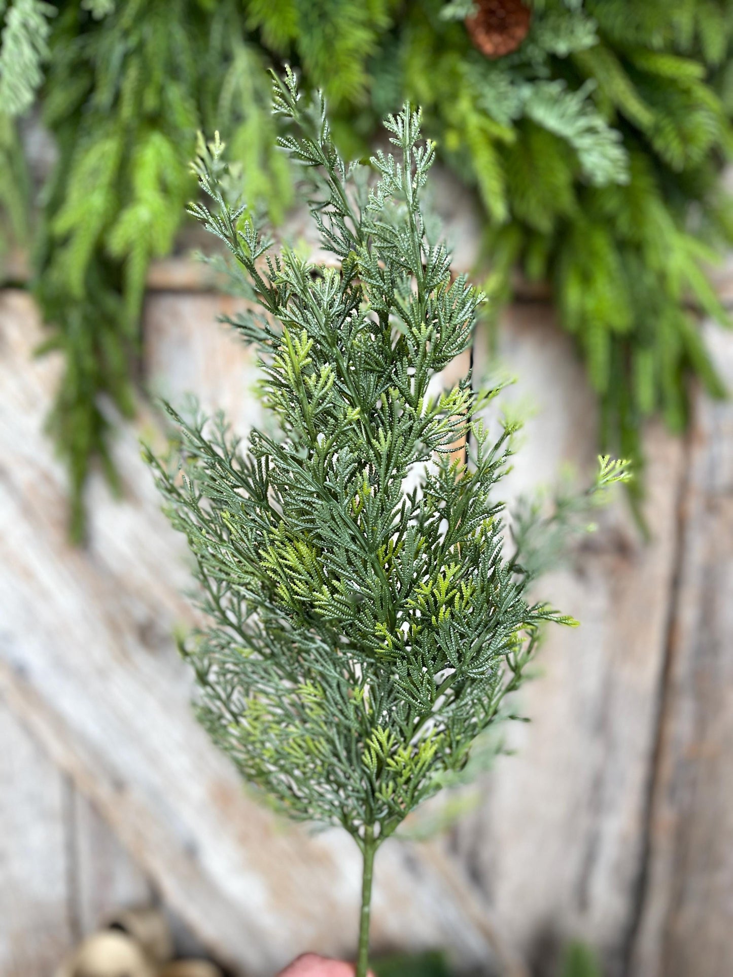 20" Cedar Pine Spray, Real Touch Cedar Pine, Artificial Pine Spray, Christmas Greenery
