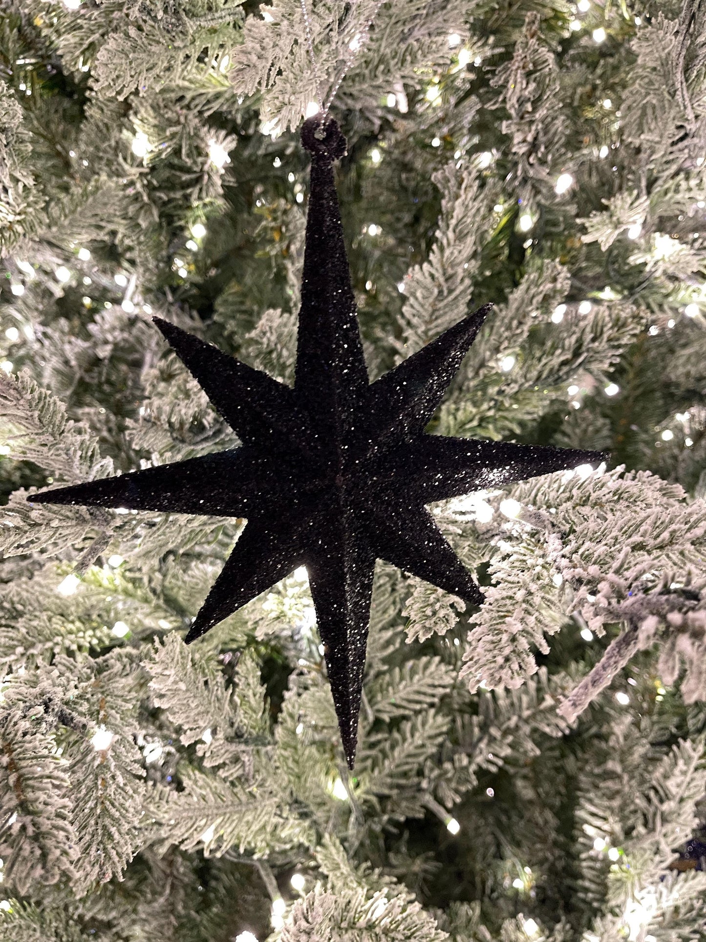 8" Black Bethlehem Star Ornament, Black Star Ornament