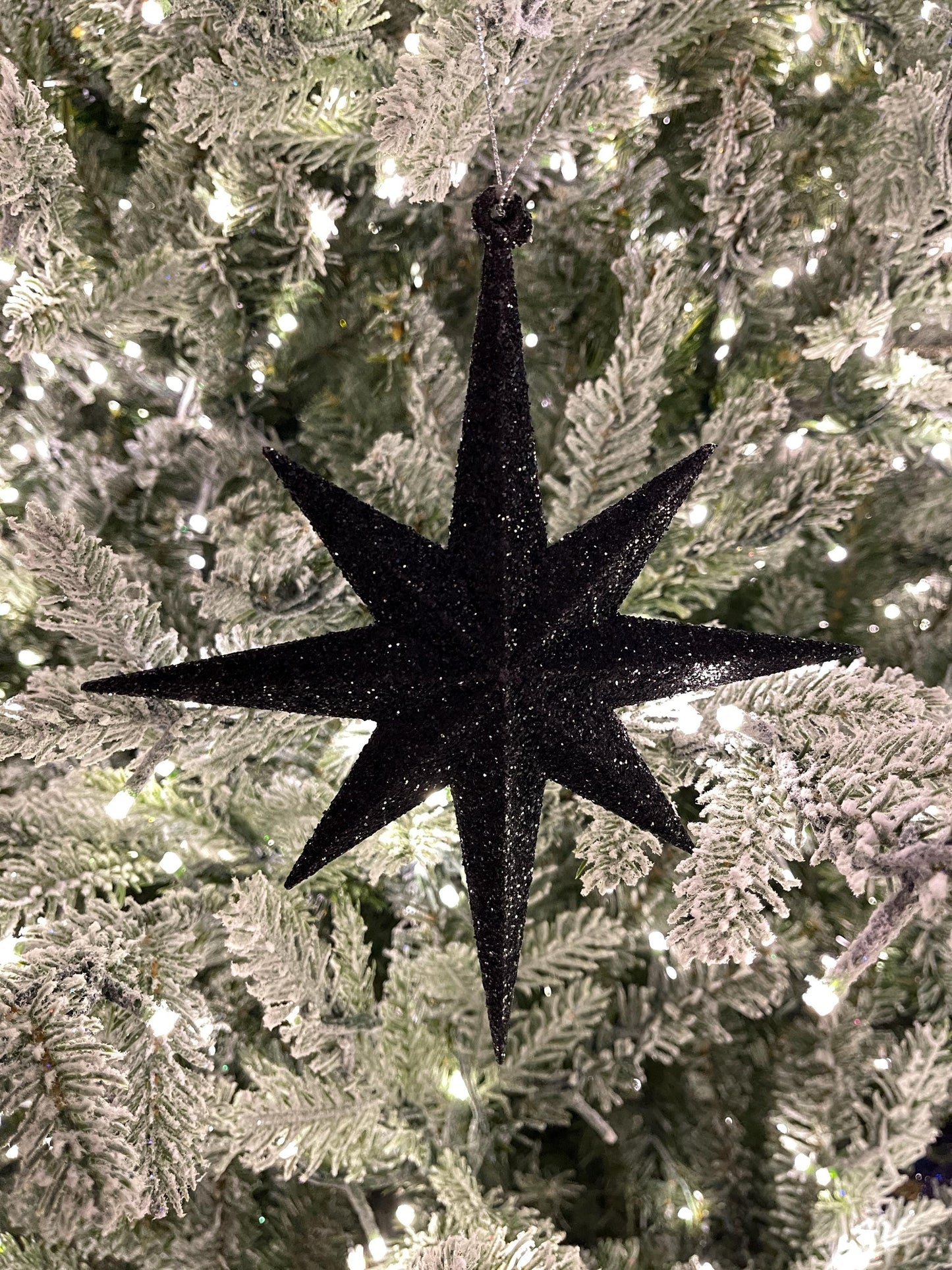 8" Black Bethlehem Star Ornament, Black Star Ornament