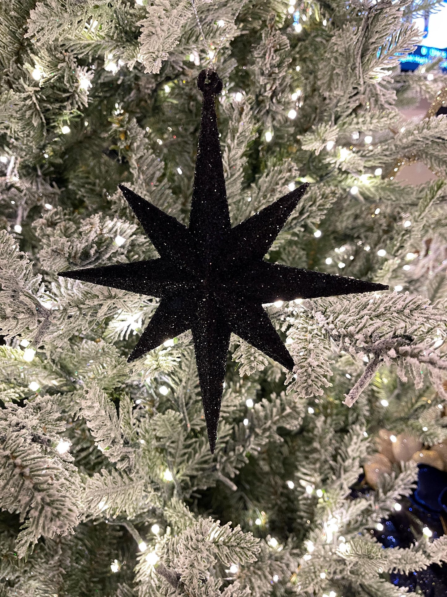 8" Black Bethlehem Star Ornament, Black Star Ornament