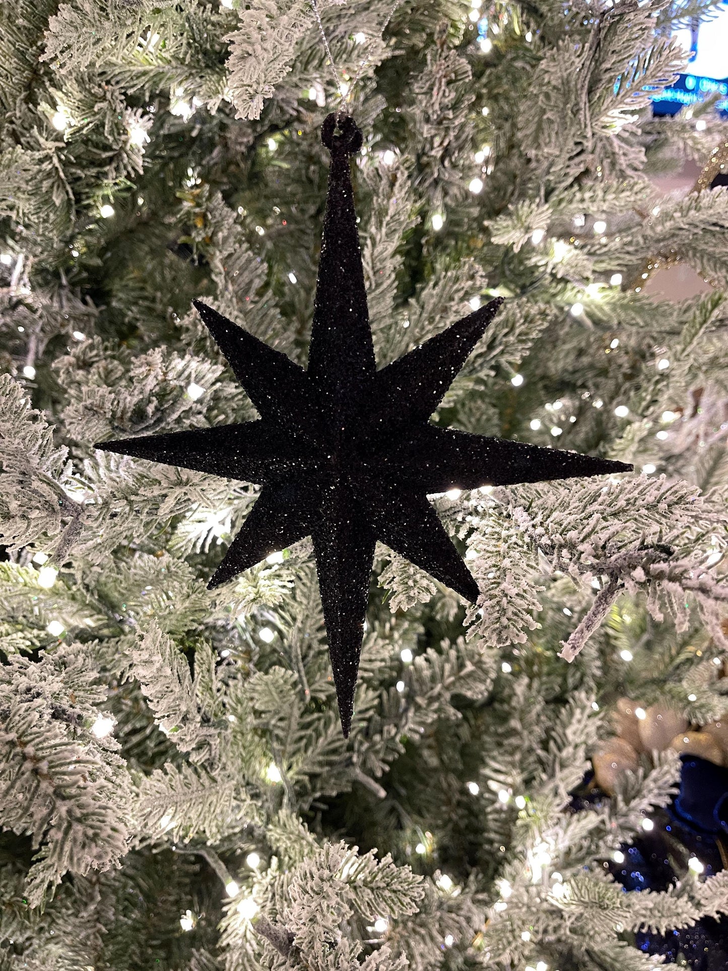 8" Black Bethlehem Star Ornament, Black Star Ornament