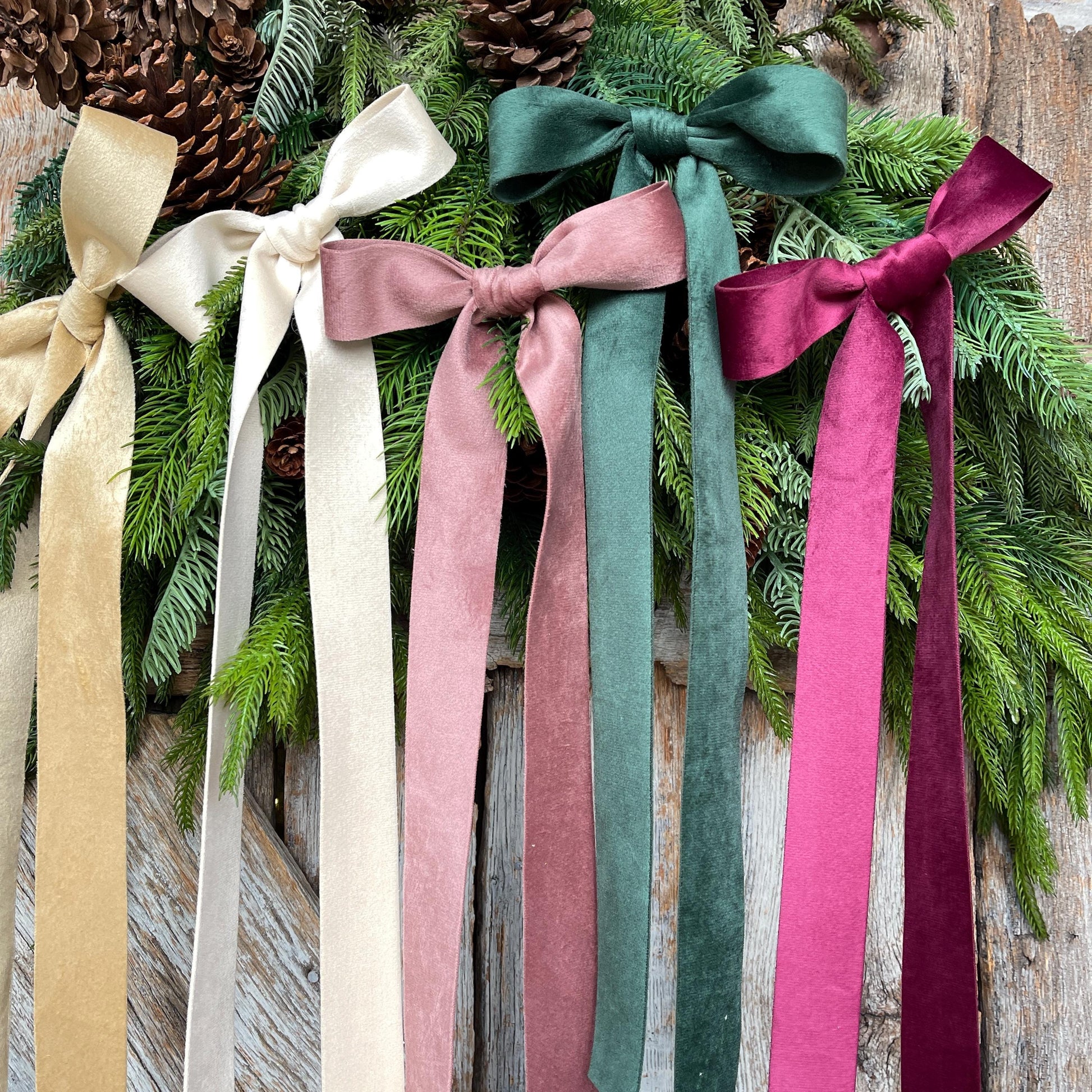 1.5" Forest Green Velvet Ribbon, Double Faced Velvet Ribbon, Unwired Velvet Ribbon