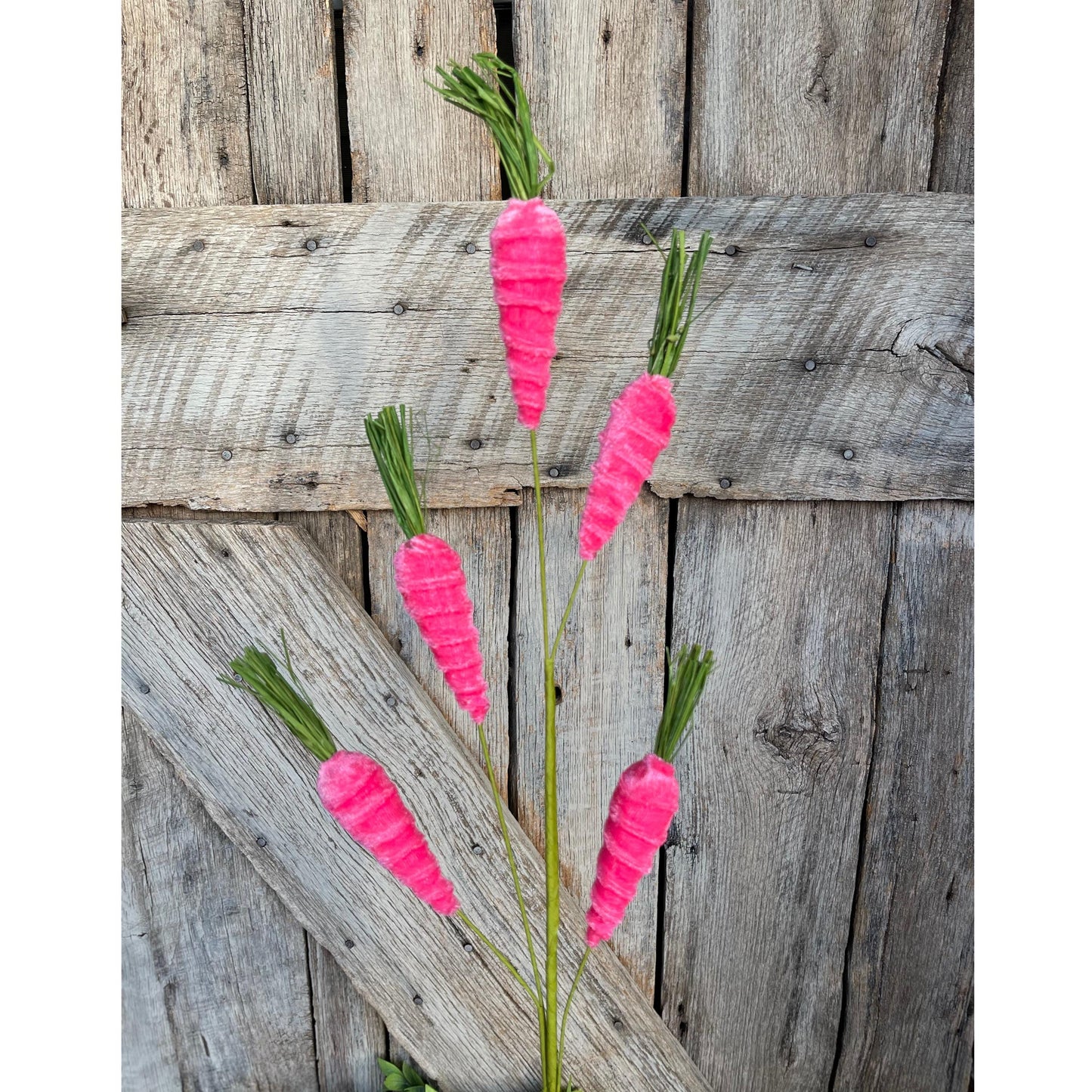 28" Pink Carrot Spray, Easter Floral Spray, Hot Pink Carrots