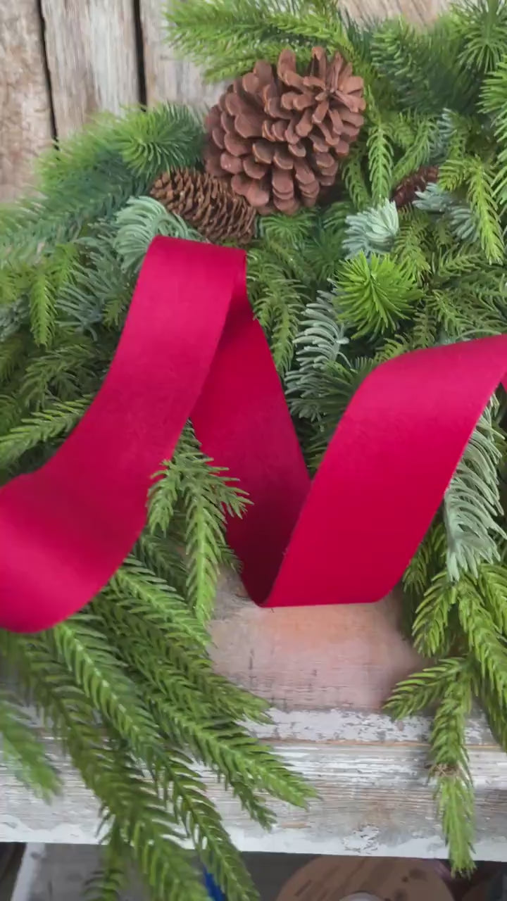1.5" Red Velvet, Double Faced Velvet Ribbon, Unwired Velvet Ribbon