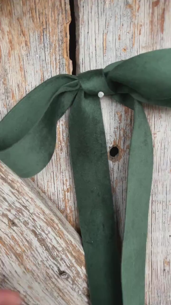 1.5" Forest Green Velvet Ribbon, Double Faced Velvet Ribbon, Unwired Velvet Ribbon