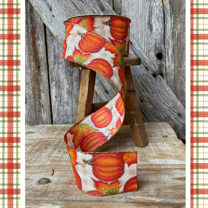 2.5" Orange Pumpkin Ribbon, Fall Ribbon, Pumpkin Ribbon