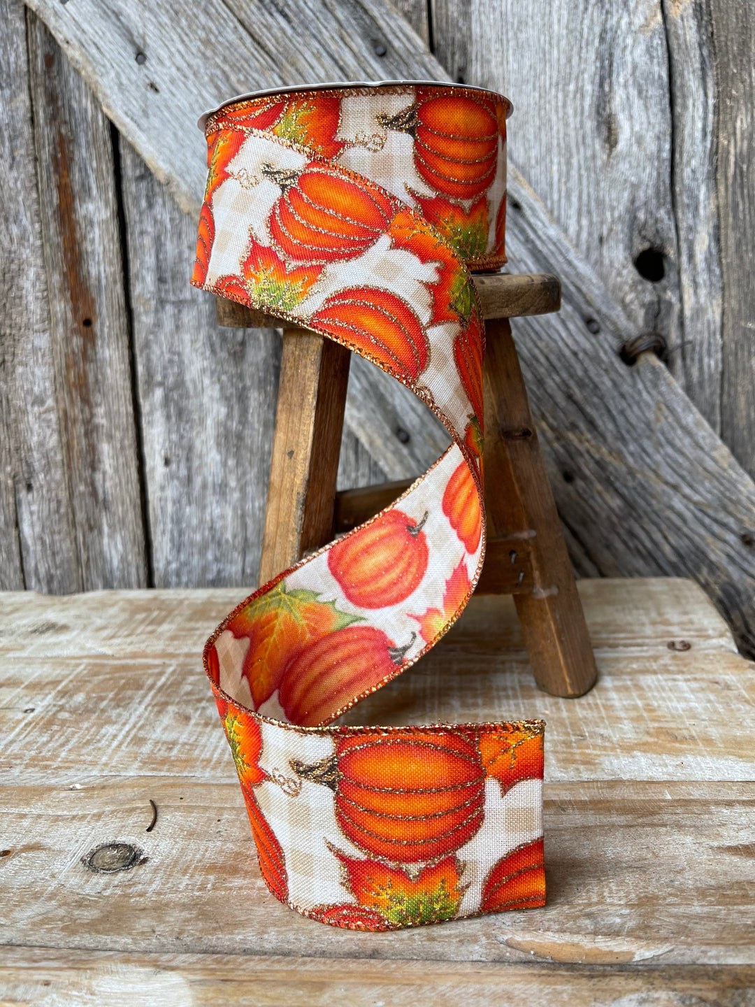 2.5" Orange Pumpkin Ribbon, Fall Ribbon, Pumpkin Ribbon