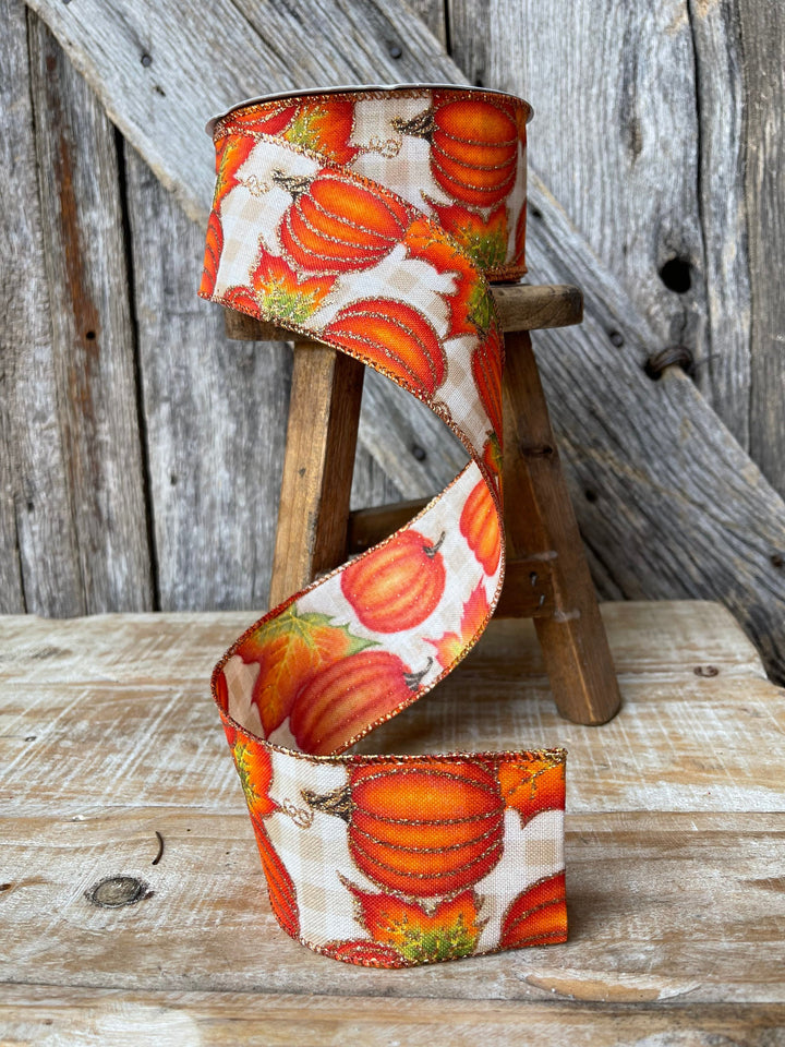 2.5" Orange Pumpkin Ribbon, Fall Ribbon, Pumpkin Ribbon