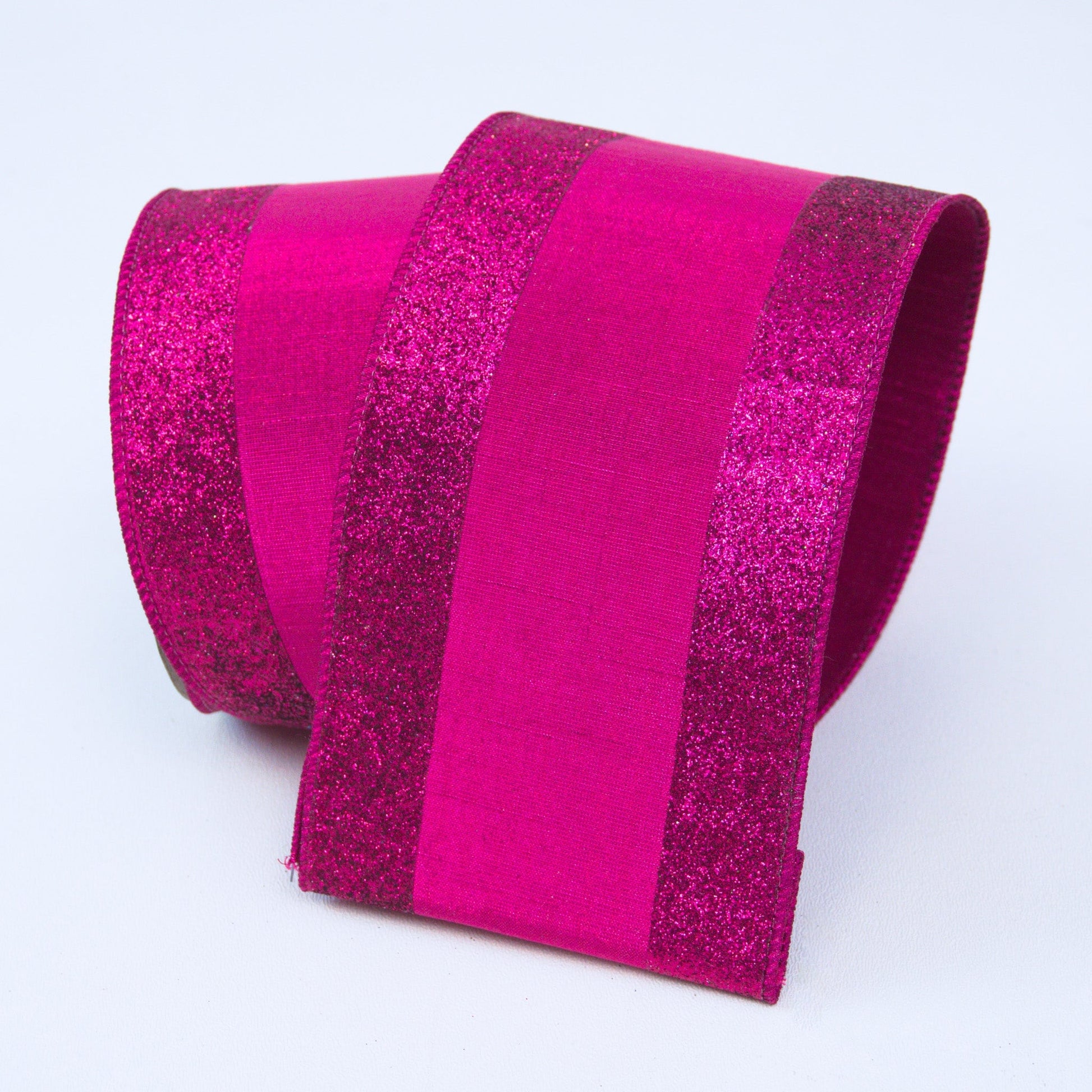 4" Hot Pink Glitter Candy, Hot Pink Ribbon, Farrisilk