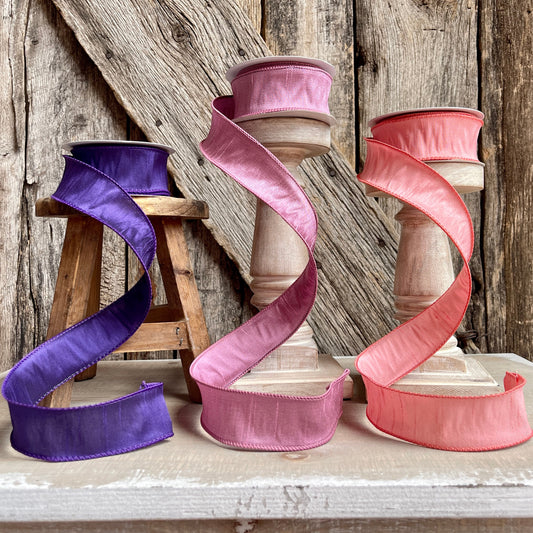 10 Yards, 1.5 inch dupioni ribbon, designer ribbon, spring ribbon, summer ribbon, wreath supply, floral supply, jewel tones