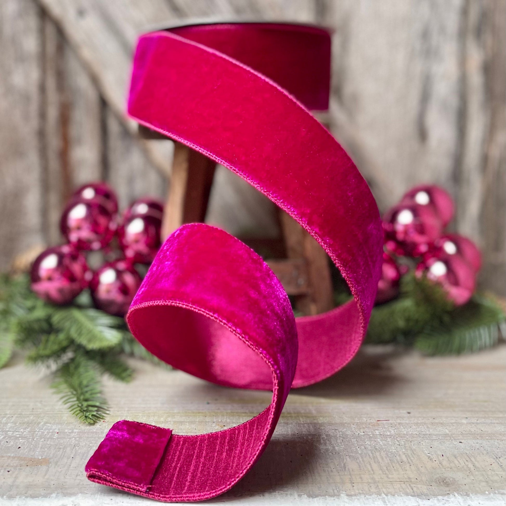 2.5" Hot Pink Velvet, Velvet Luster, Farrisilk Velvet