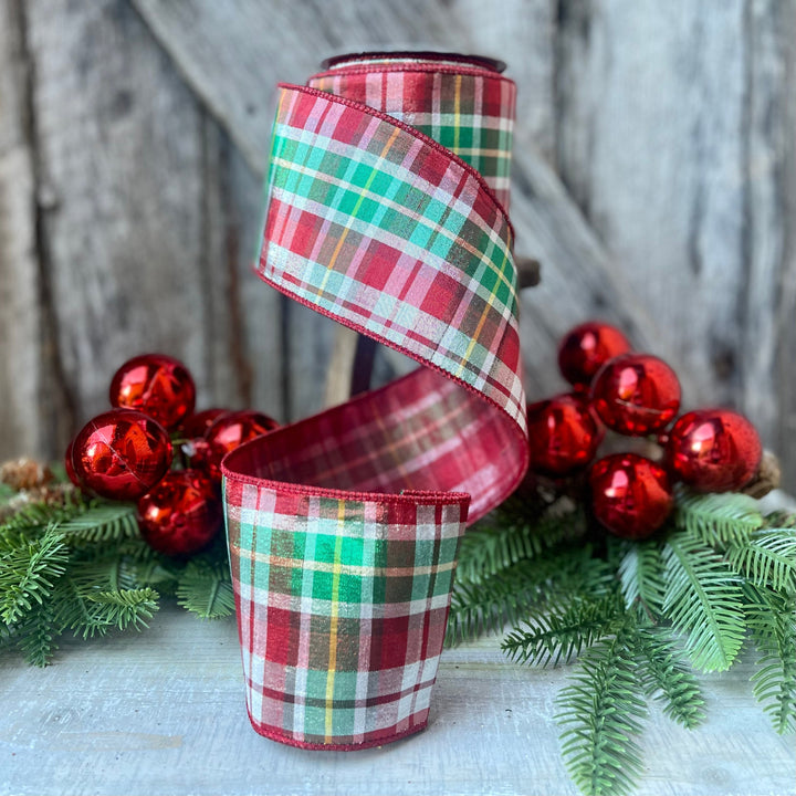4" Christmas Plaid Ribbon, Farrisilk Ribbon