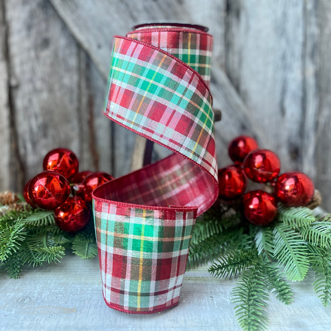 4" Christmas Plaid Ribbon, Farrisilk Ribbon