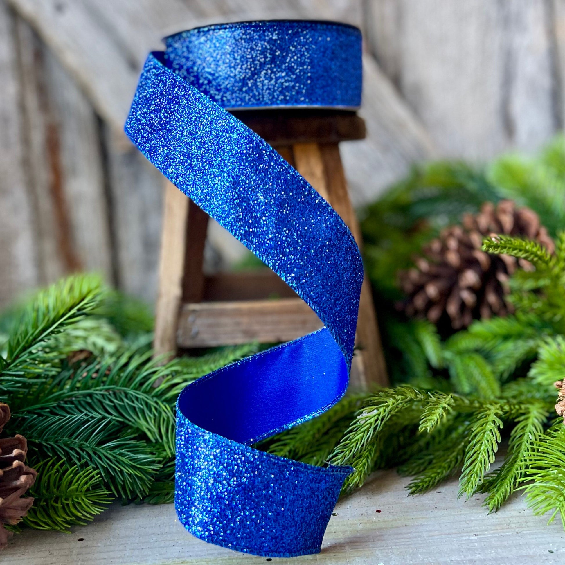 1.5" Royal Blue Diamond Dust ribbon, blue