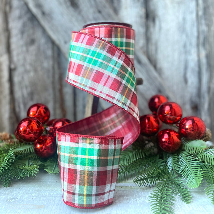 4" Christmas Plaid Ribbon, Farrisilk Ribbon