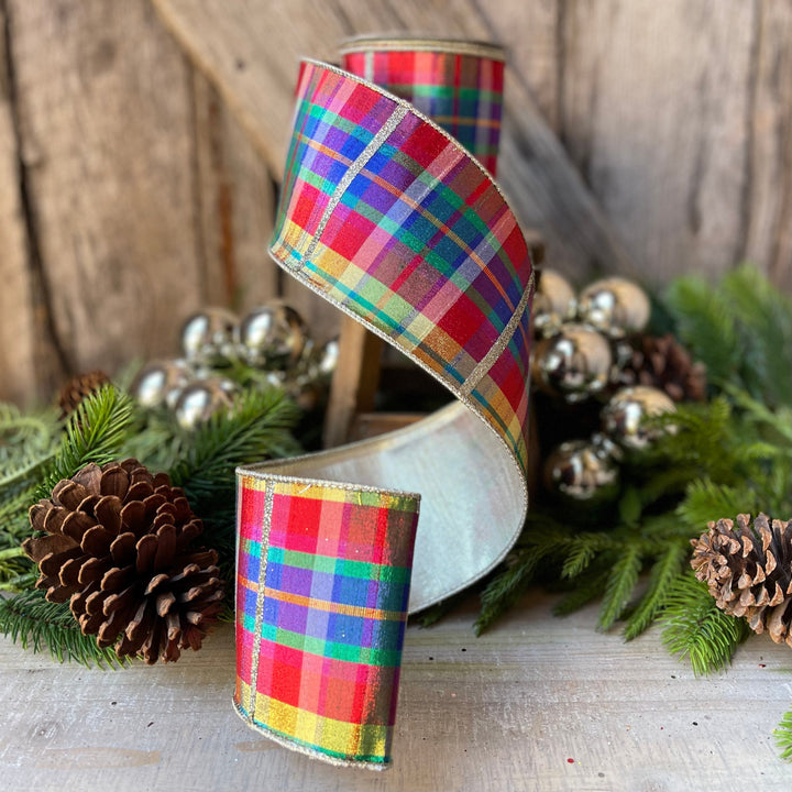 4" Amazing Plaid by Farrisilk, Christmas plaid Ribbon, Christmas Tree Ribbon