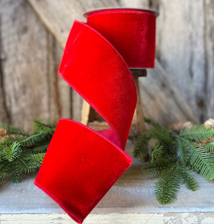 4" Farrisilk Red Velvet, Christmas Tree Ribbon
