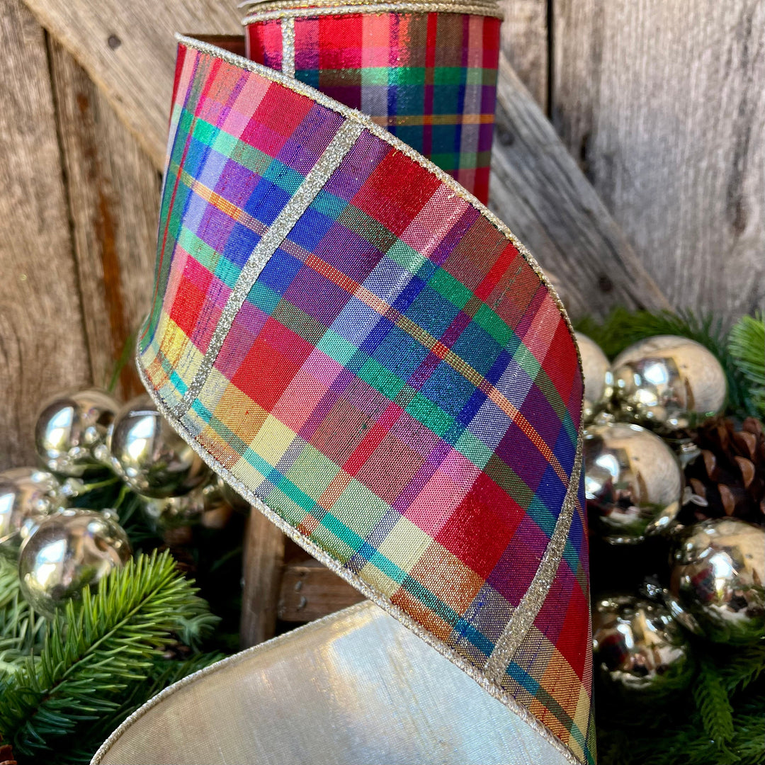4" Amazing Plaid by Farrisilk, Christmas plaid Ribbon, Christmas Tree Ribbon