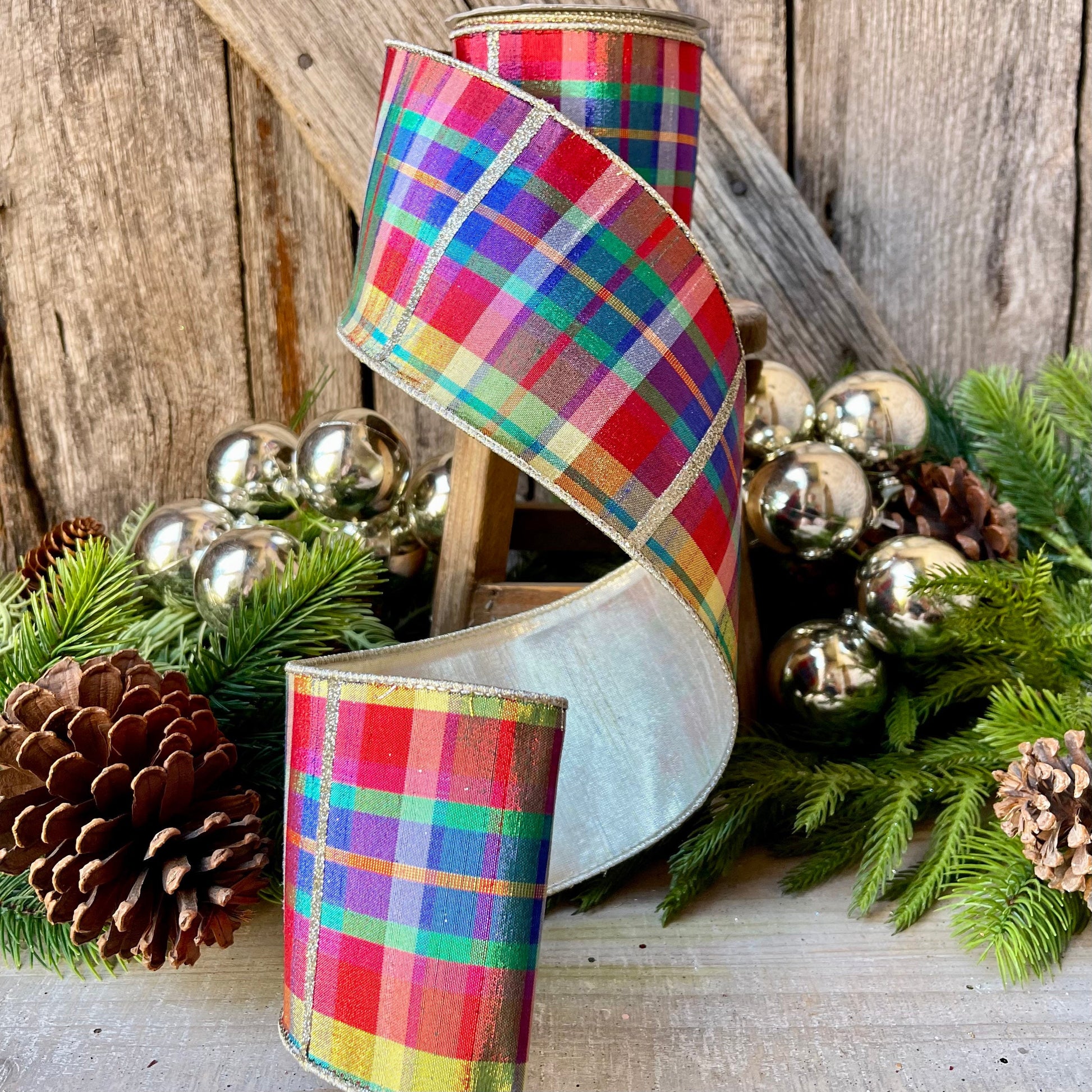 4" Amazing Plaid by Farrisilk, Christmas plaid Ribbon