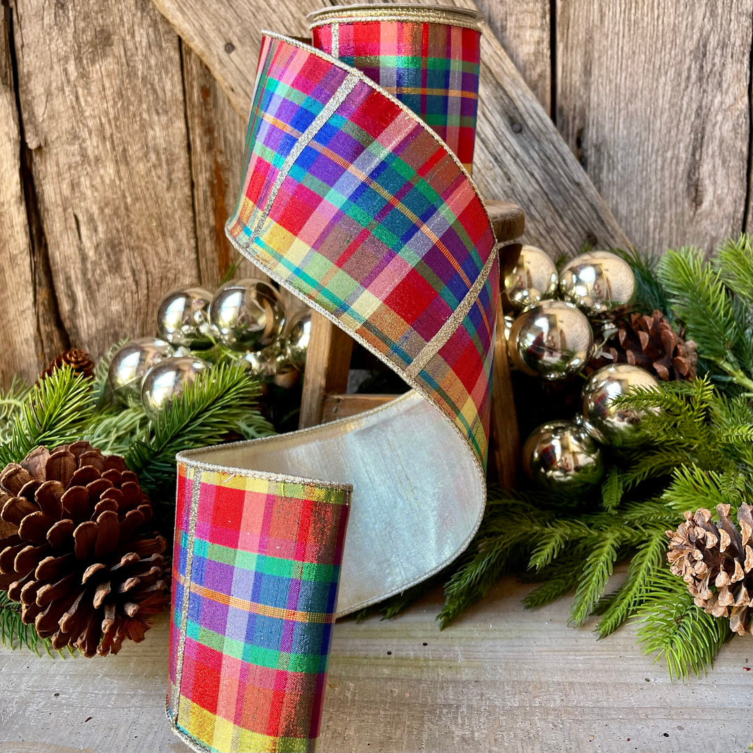 4" Amazing Plaid by Farrisilk, Christmas plaid Ribbon, Christmas Tree Ribbon