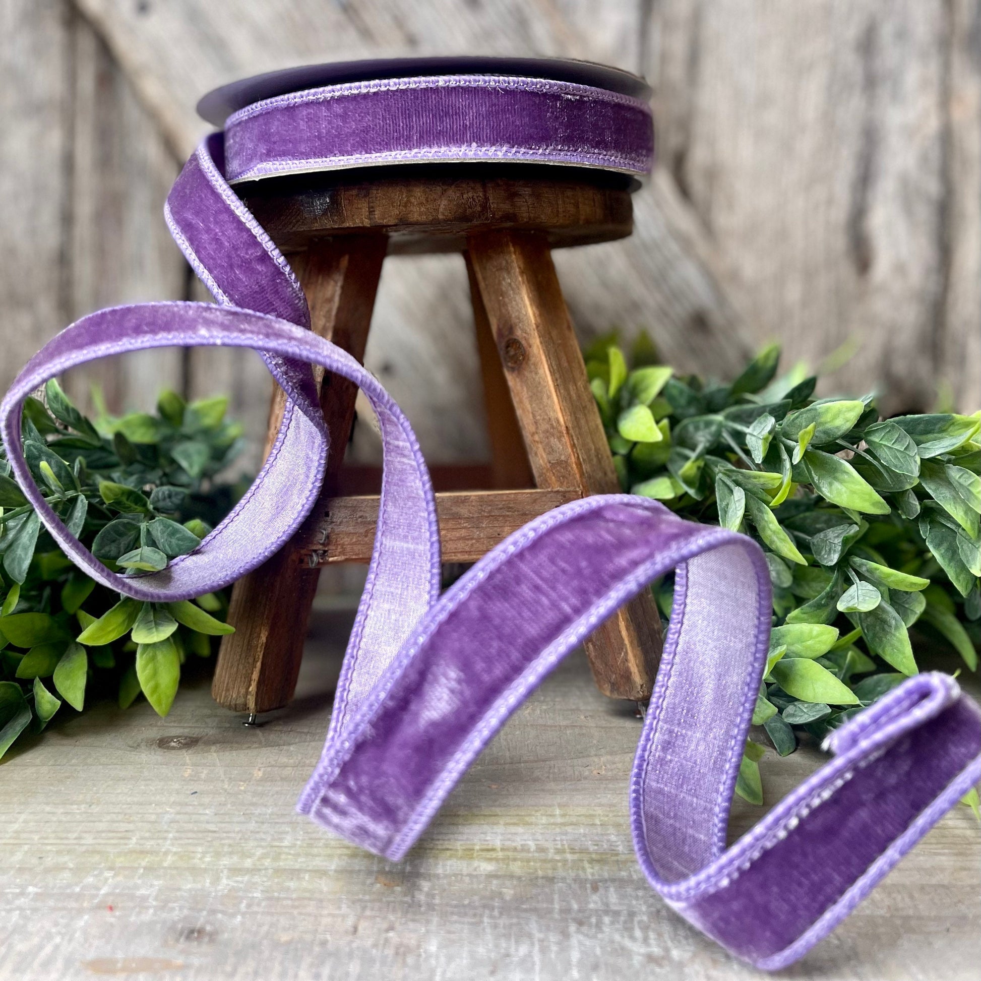 1" Violet Purple Velvet Ribbon, Farrisilk Wired Velvet Ribbon, Christmas Velvet Ribbon