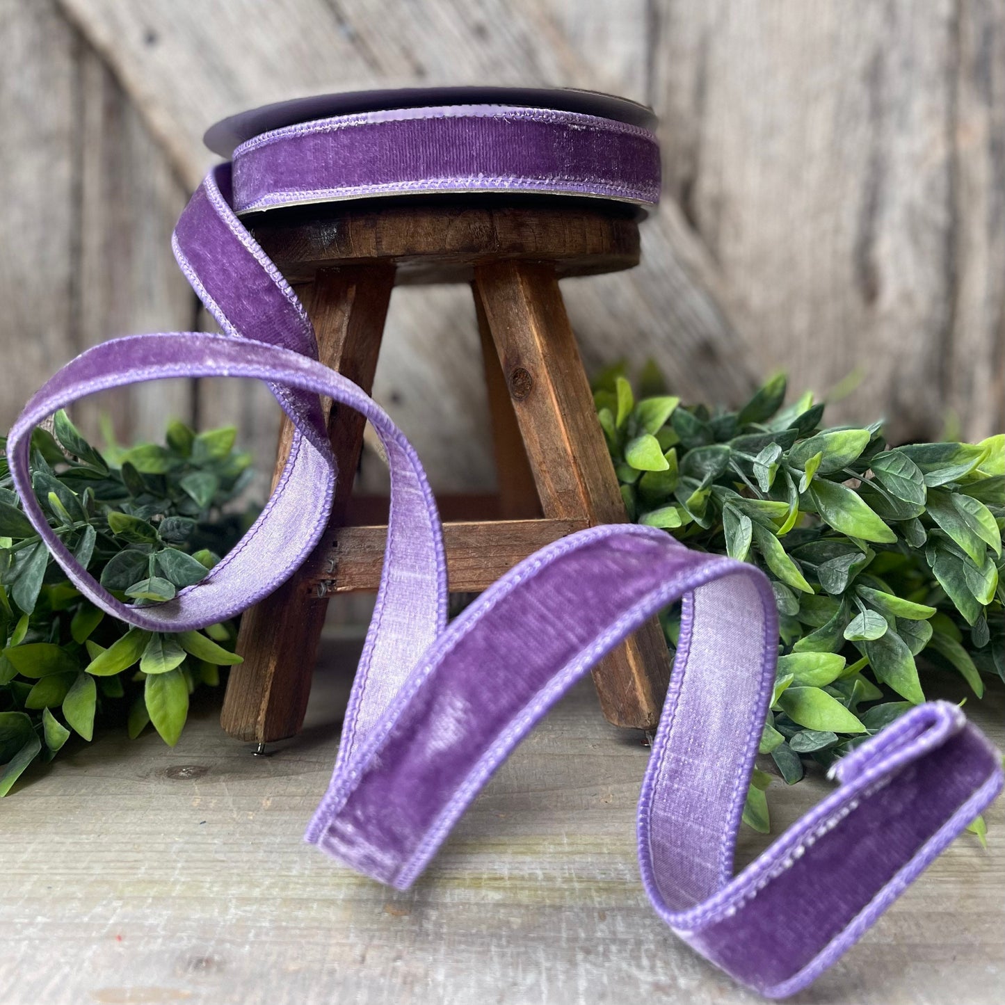 1" Violet Purple Velvet Ribbon, Farrisilk Wired Velvet Ribbon, Christmas Velvet Ribbon