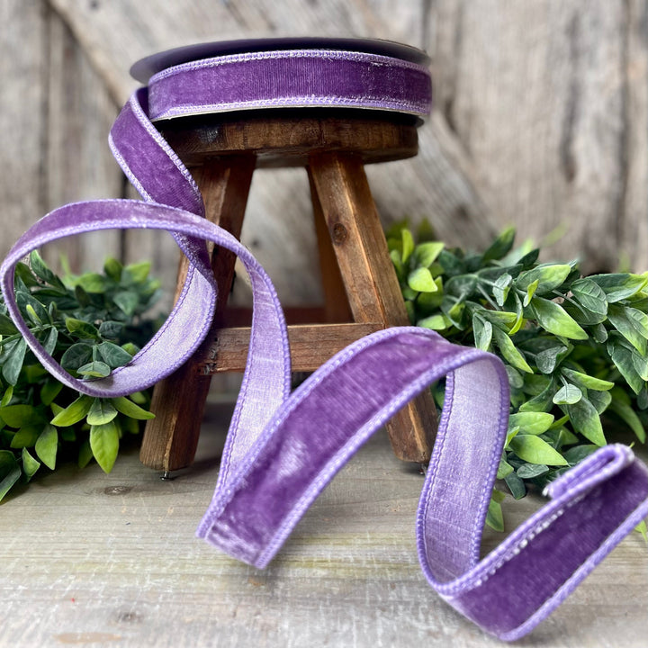 1" Violet Purple Velvet Ribbon, Farrisilk Wired Velvet Ribbon, Christmas Velvet Ribbon