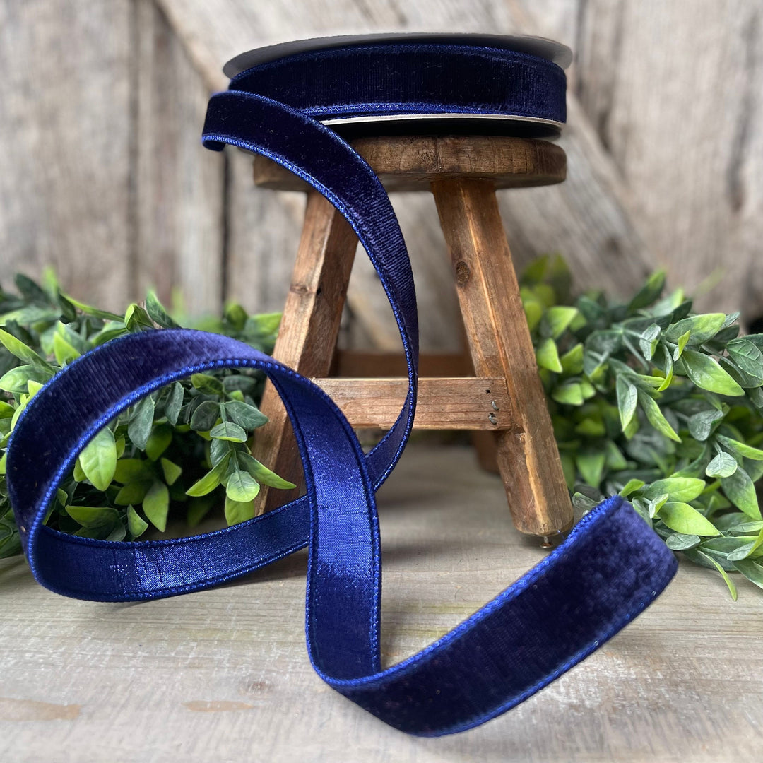 1" Navy Blue Velvet Ribbon, Velvet Ribbon