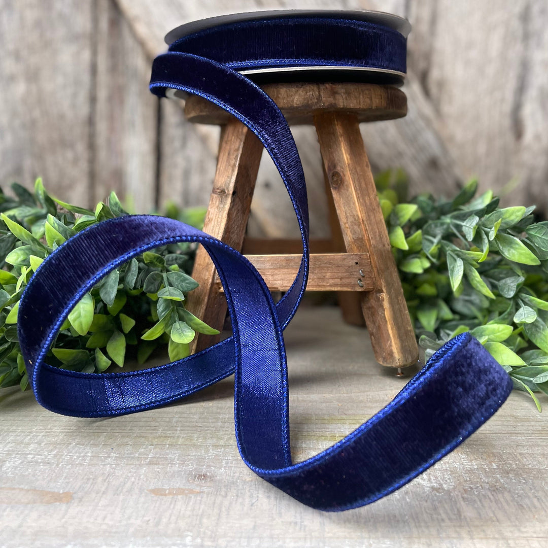 1" Navy Blue Velvet Ribbon, Velvet Ribbon