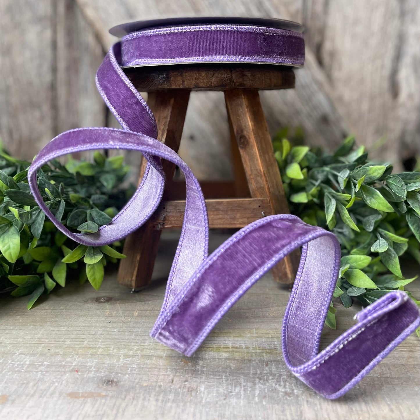 1" Violet Purple Velvet Ribbon, Farrisilk Wired Velvet Ribbon, Christmas Velvet Ribbon