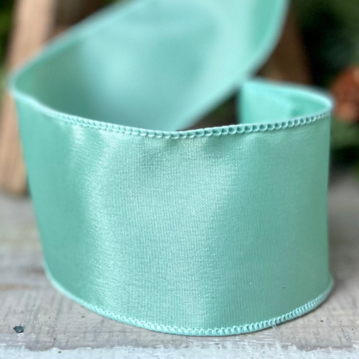 2.5&quot; Aqua  Wired Ribbon, Aqua Ribbon, Wired Ribbon, Spring Ribbon, Summer Ribbon, Pastel Ribbon, Seasonal Decor Ribbon