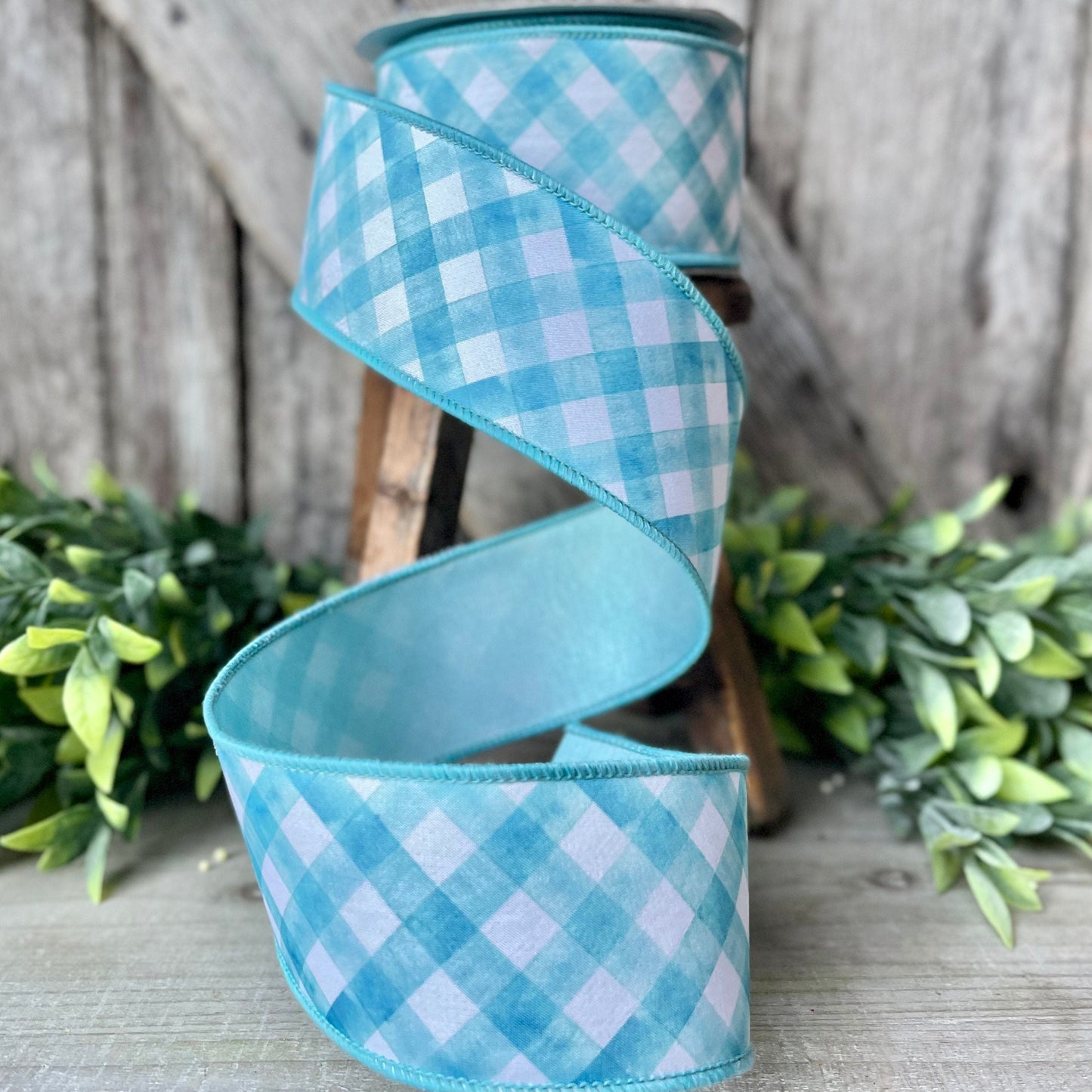 2.5&quot; Blue Watercolor Wired Ribbon by Farrisilk, Blue Fuchsia Ribbon, Spring Ribbon, Easter Ribbon, Blue and White Ribbon, Wired