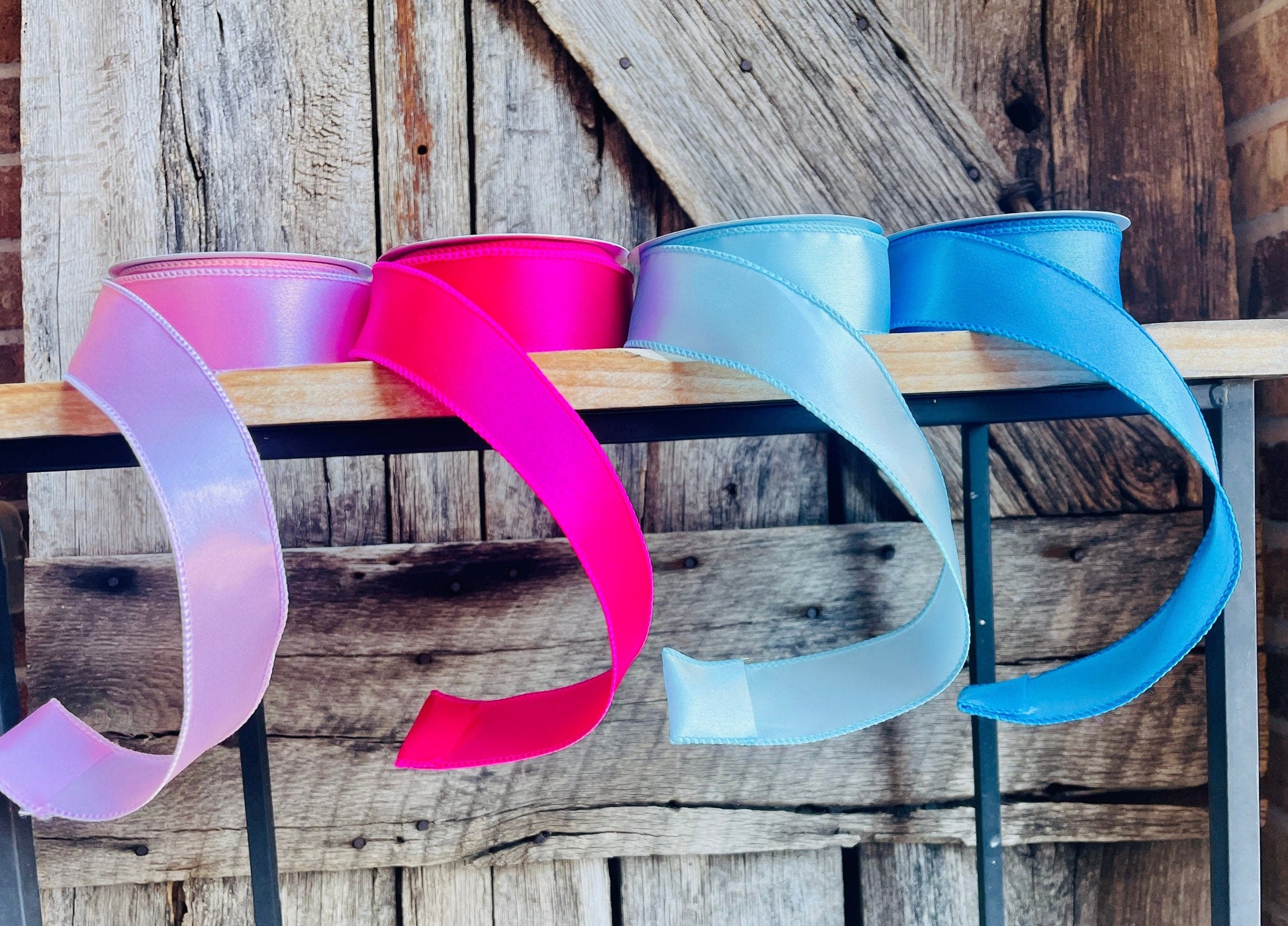 1.5” wired ribbon, satin ribbon, blue ribbon, prom ribbon, wreath supply