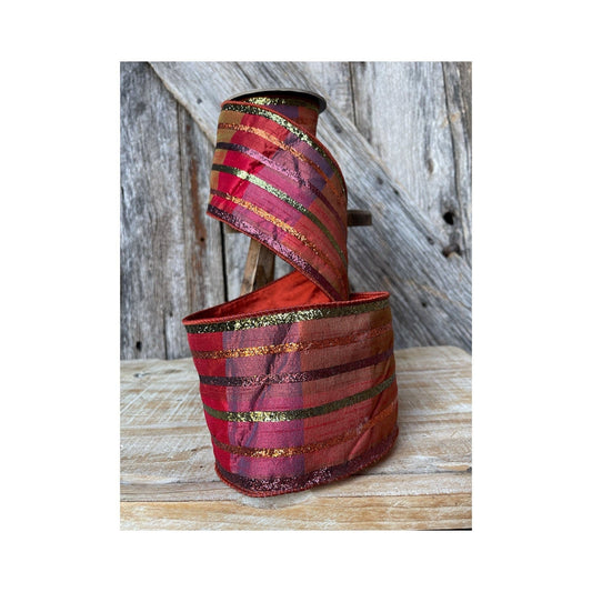 5 yards, glitter stripe ribbon, Fall plaid ribbon, glitter, ribbon, wired ribbon,  ribbon, 4 inch ribbon, d Stevens ribbon