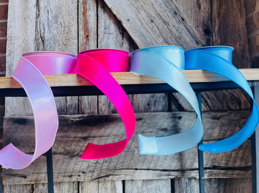 1.5” wired ribbon, satin ribbon, blue ribbon, prom ribbon, wreath supply