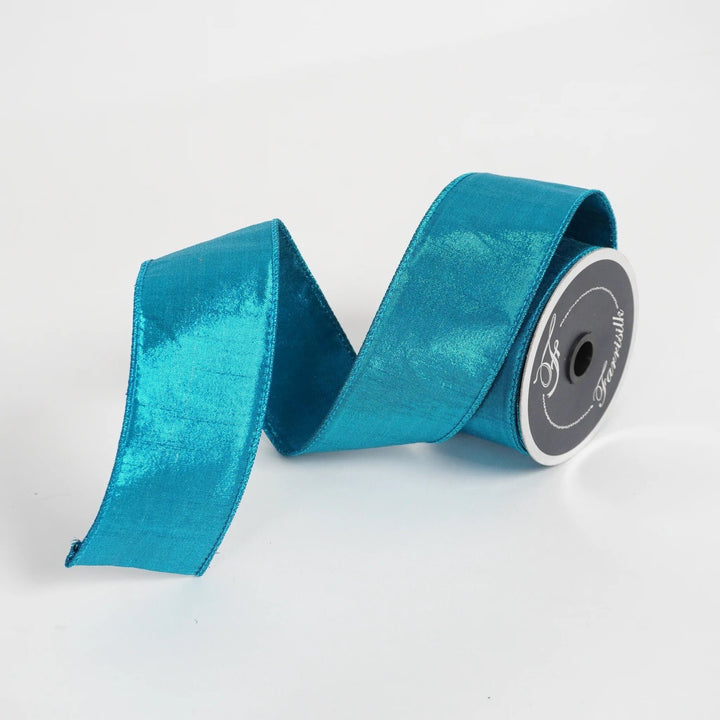 2.5&amp;quot; Turquoise Luster Ribbon, Farrisilk Turquoise Luster Ribbon, Christmas Ribbon, Metallic Teal Ribbon, Wired Ribbon, Christmas Tree Decor