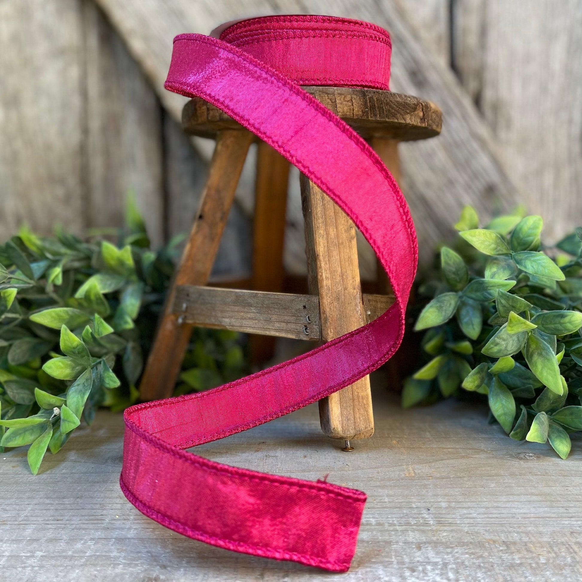 1" Hot Pink Luster Ribbon, wired Ribbon