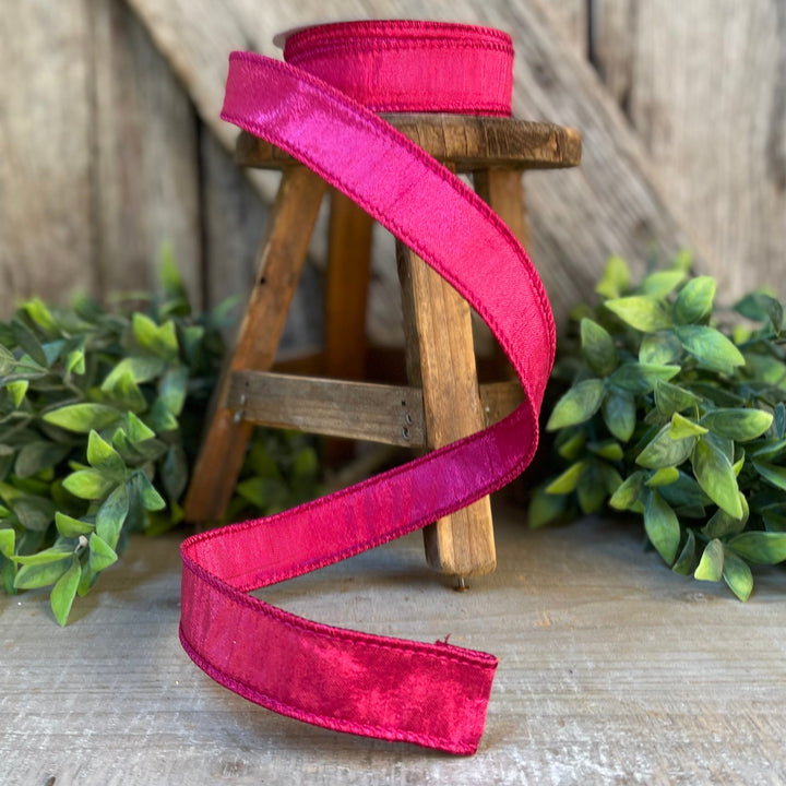 1" Hot Pink Luster Ribbon, wired Ribbon