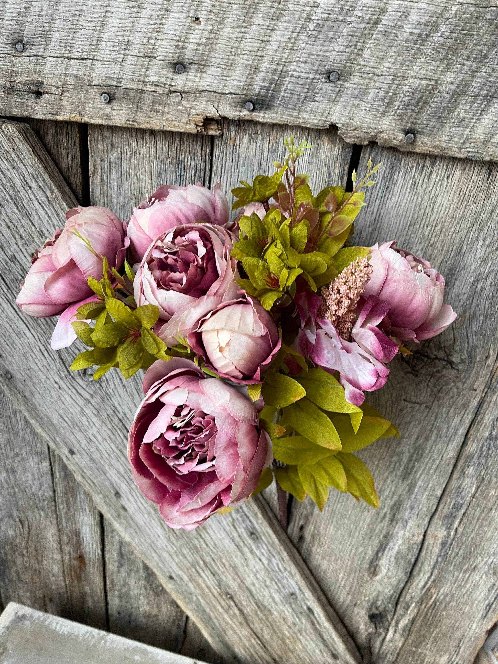 Mauve Blush Peony, Fall Floral Bush, Artificial Floral Bush