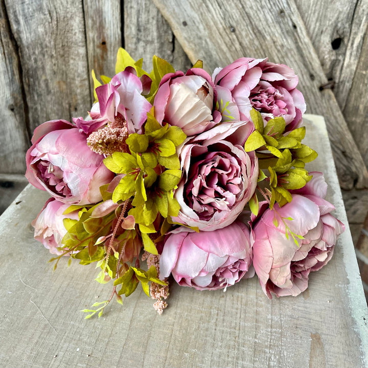 Mauve Blush Peony, Fall Floral Bush, Artificial Floral Bush