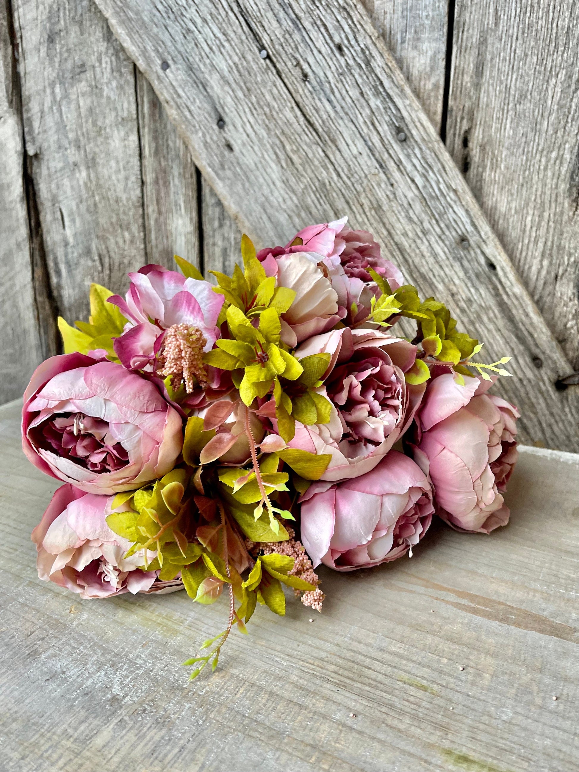 Mauve Blush Peony, Fall Floral Bush, Artificial Floral Bush