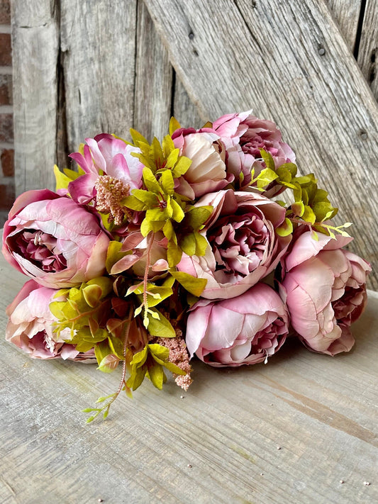 Mauve Blush Peony, Fall Floral Bush, Artificial Floral Bush