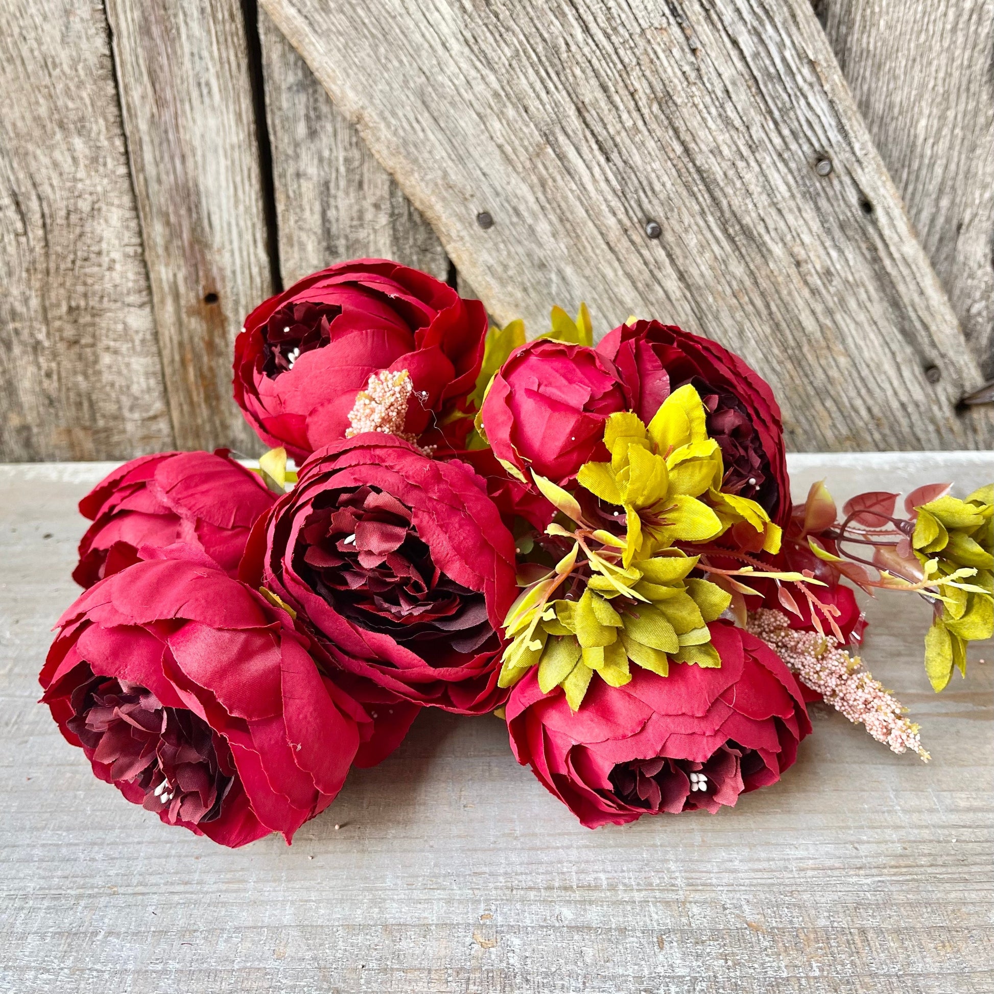 Red Fall Peony Bush, Fall Floral Bush, Artificial Floral Bush