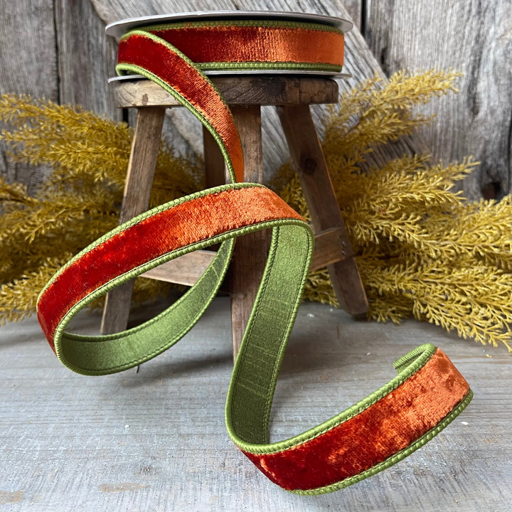 1" Cinnamon Olive Velvet, 2 tone velvet, fall velvet