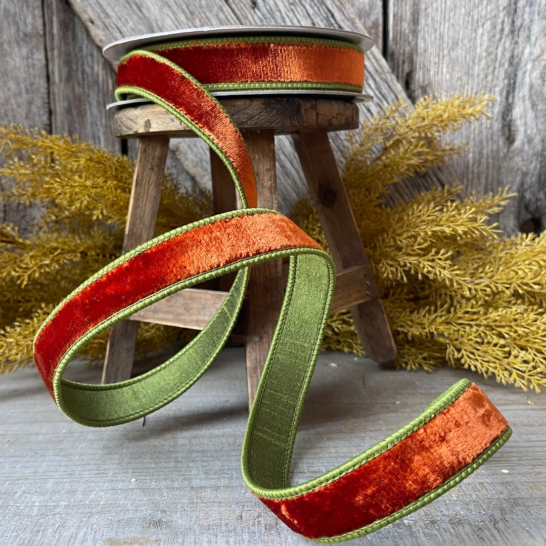 1" Cinnamon Olive Velvet, 2 tone velvet, fall velvet