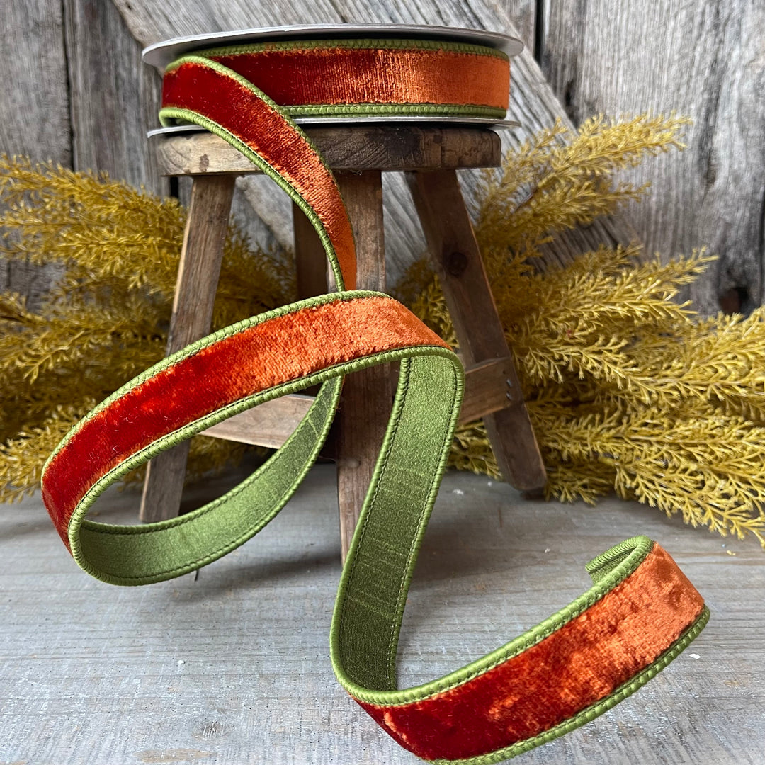 1" Cinnamon Olive Velvet, 2 tone velvet, fall velvet
