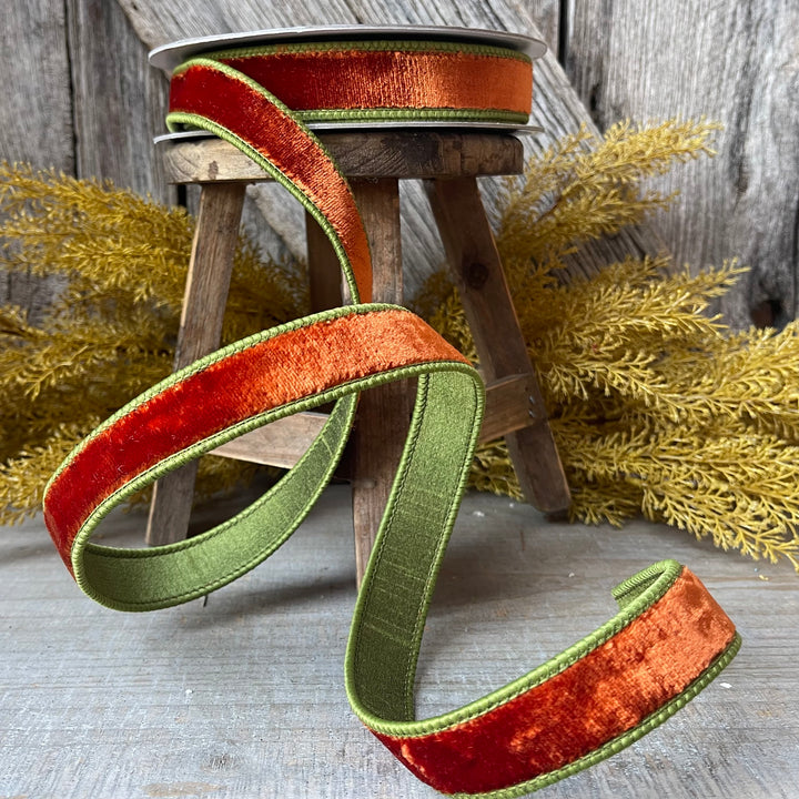 1" Cinnamon Olive Velvet, 2 tone velvet, fall velvet