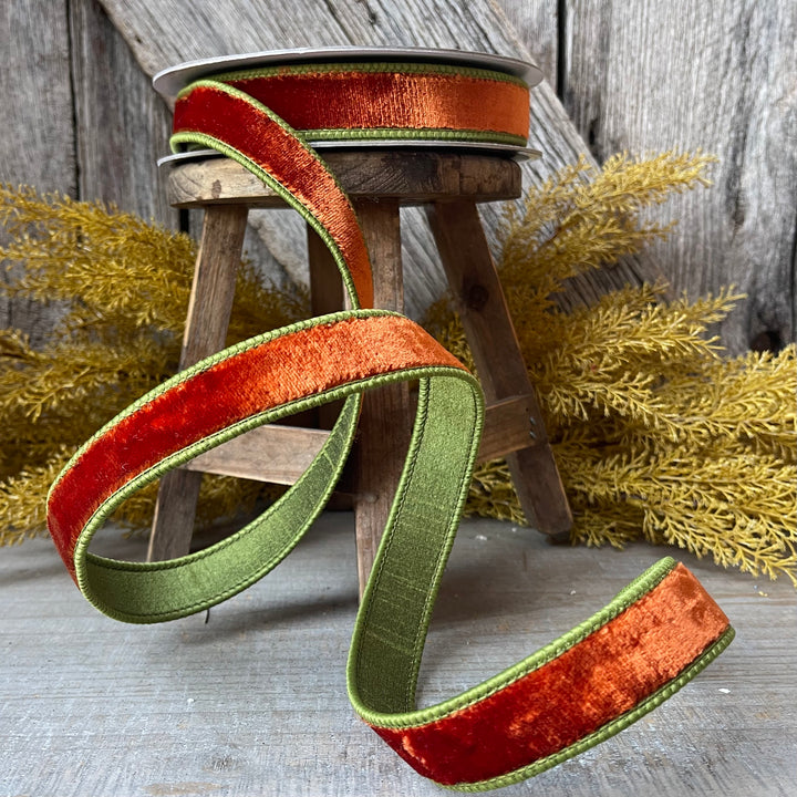 1" Cinnamon Olive Velvet, 2 tone velvet, fall velvet